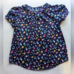Cherokee Toddler Blouse Girls size 3T navy blue flowers w-1